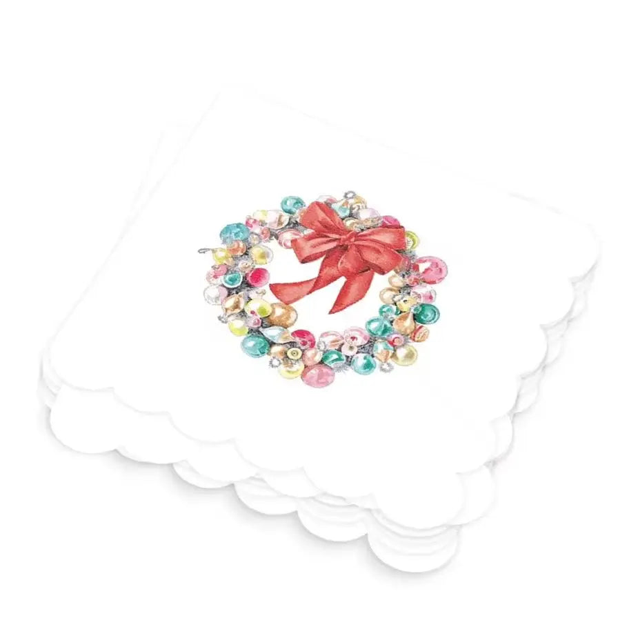Vintage Ornament Wreath Cocktail Napkins