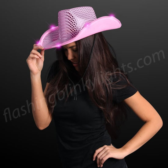 Sequin Cowboy Hat with LED Brim