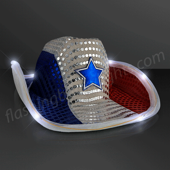 Red White & Blue Cowboy Hat with LED Brim