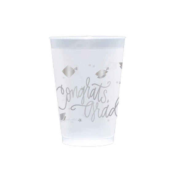 Congrats Grad Silver Ink Frosted Cups