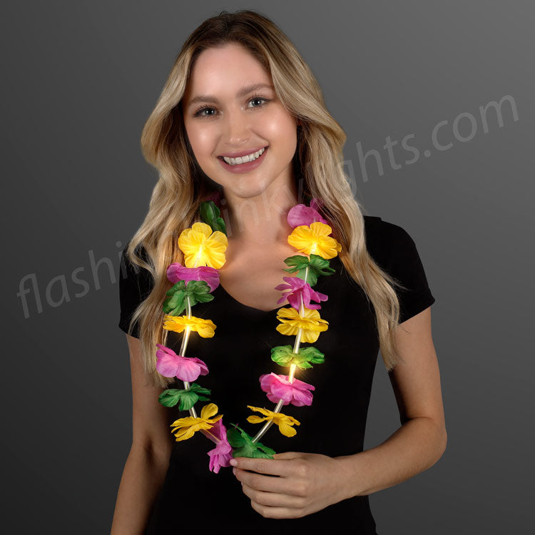 Mardi Gras Lei Light Up Flower Necklace