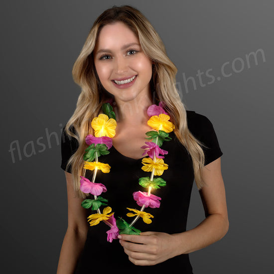 Mardi Gras Lei Light Up Flower Necklace