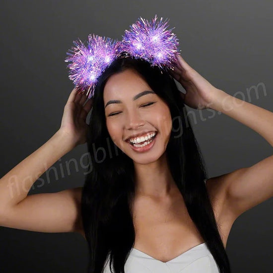Load image into Gallery viewer, Still-Light Sparkle Iridescent Pom Ears

