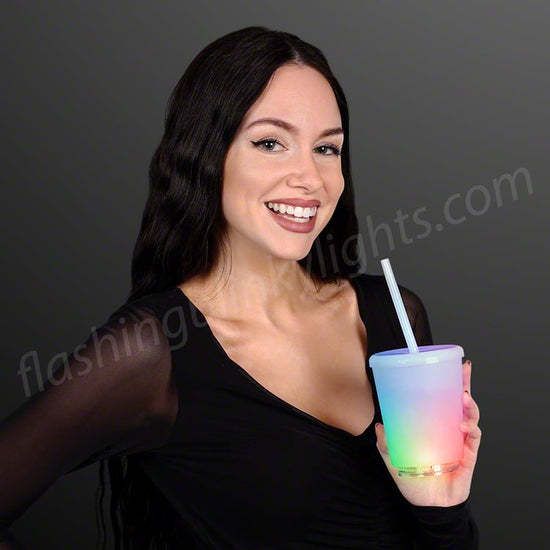 12 oz. Short Tumbler Light Up Cup with Lid & Straw