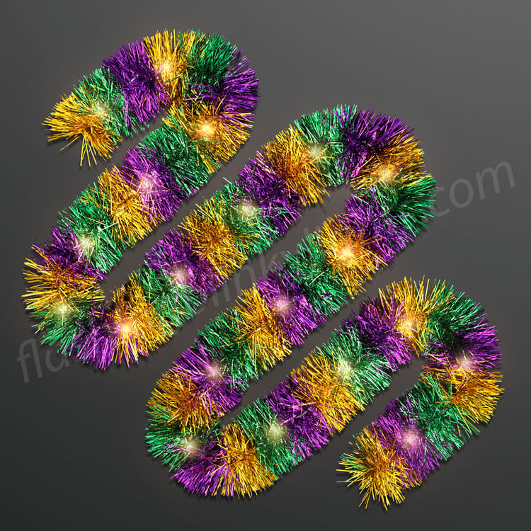 6.5' Mardi Gras Light Up Tinsel Boa