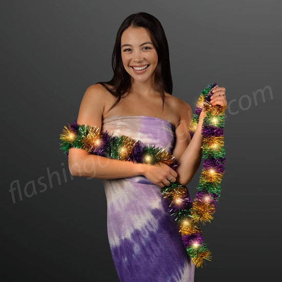 6.5' Mardi Gras Light Up Tinsel Boa