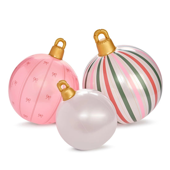 Pink Light Up Inflatable Ornaments - Set of 3