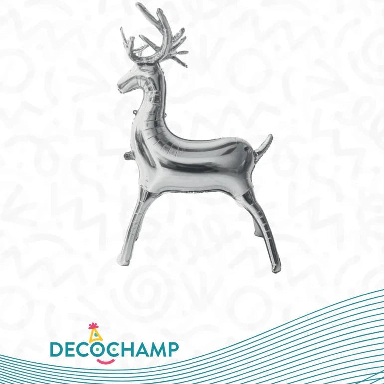 34" Silver Reindeer Standing Mylar