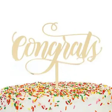 Congrats Gold Mirror Cake Topper