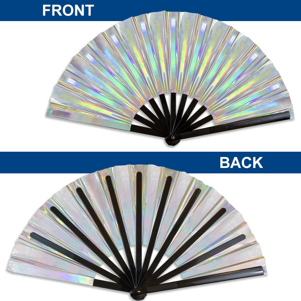 Metallic Silver XL Hand Fan