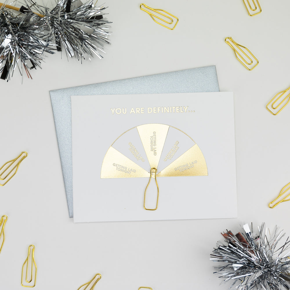 Spin the Bottle: Getting Laid Tonight - Paper Clip Letterpress Card