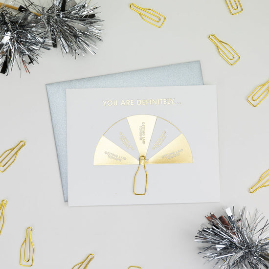 Spin the Bottle: Getting Laid Tonight - Paper Clip Letterpress Card
