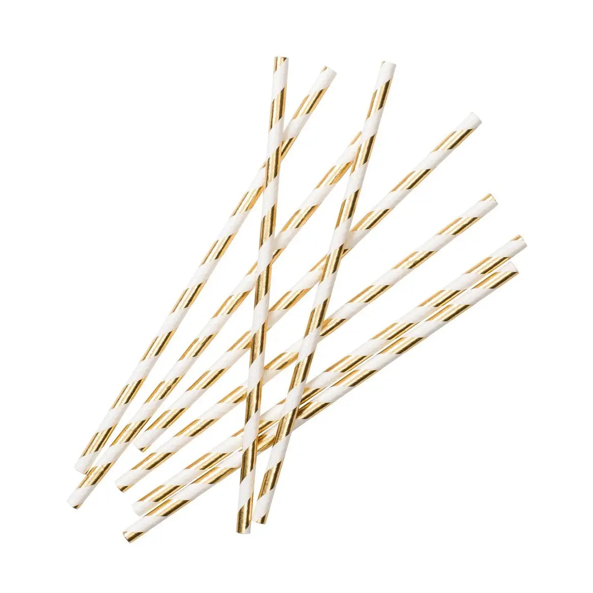 Gold Stripe Paper Straws