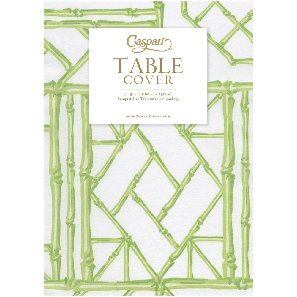 Bamboo Screen Moss Green Linen Tablecloth