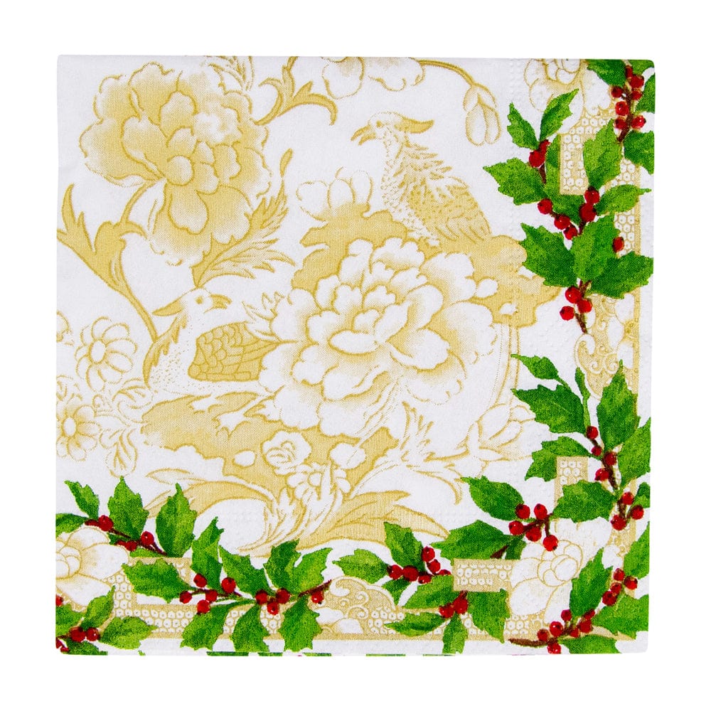 Gold Ceramic Holly Cocktail Napkin