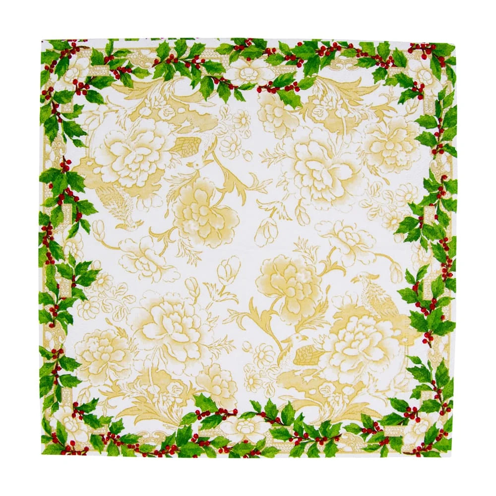 Gold Ceramic Holly Cocktail Napkin