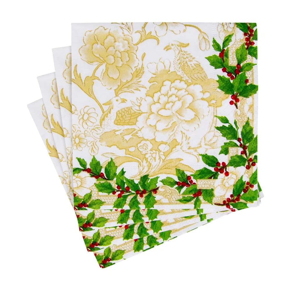 Gold Ceramic Holly Cocktail Napkin