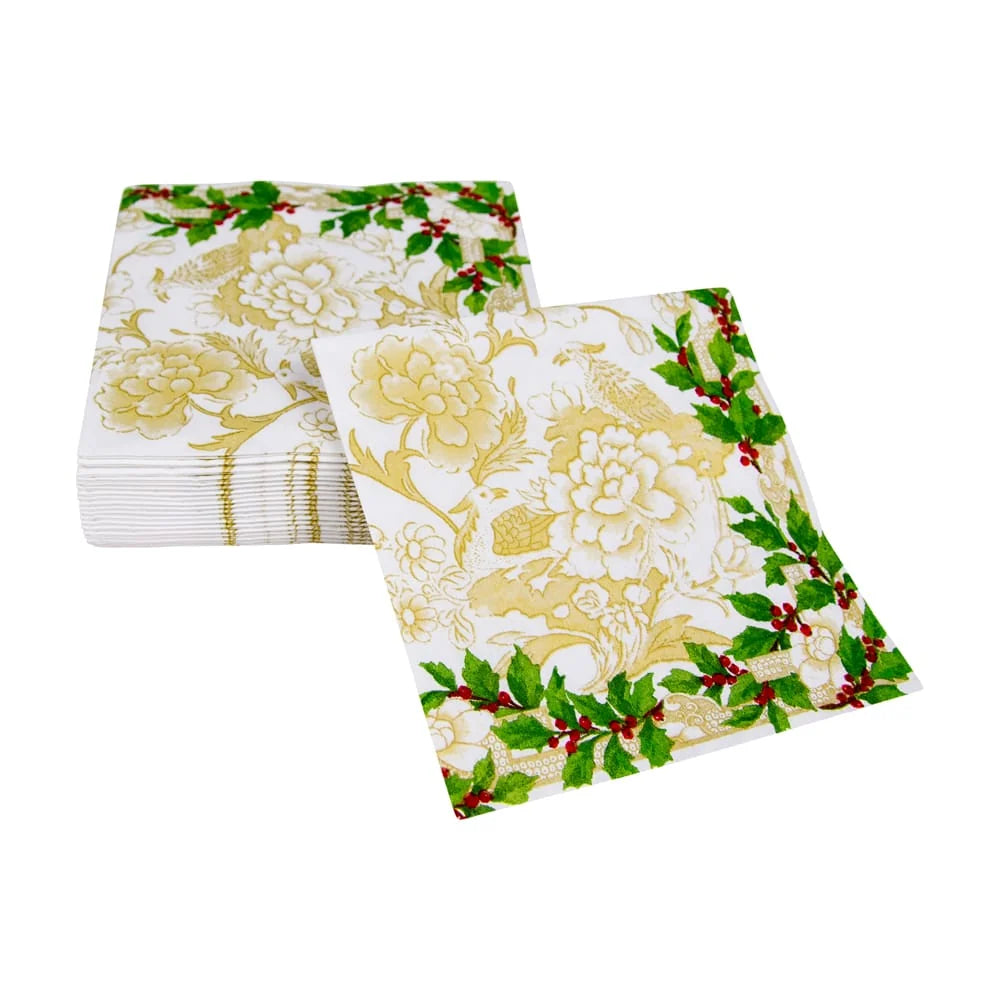 Gold Ceramic Holly Cocktail Napkin