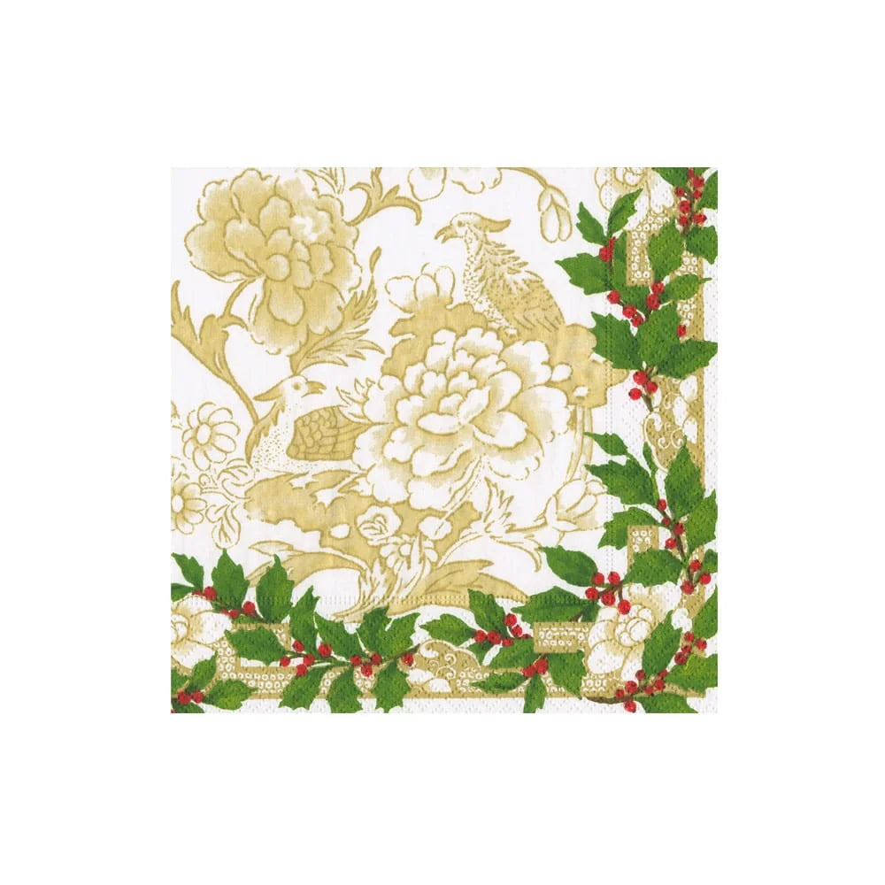 Gold Ceramic Holly Cocktail Napkin