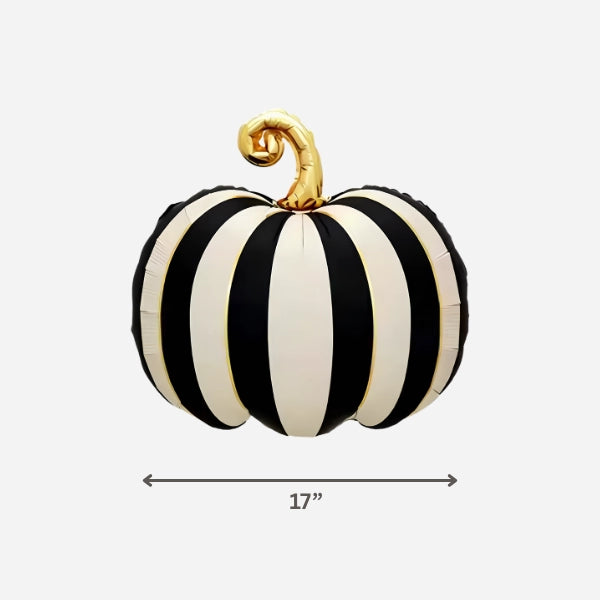 17" Black & White Striped Pumpkin Mylar