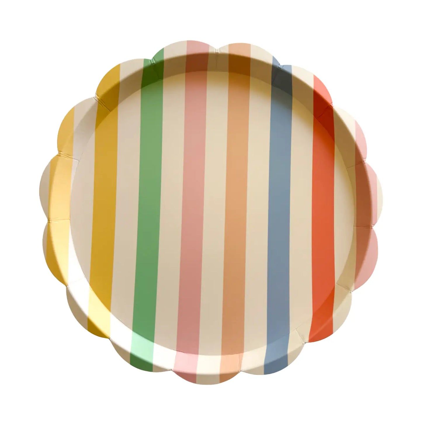 Colorful Striped Scalloped Dinner Plates