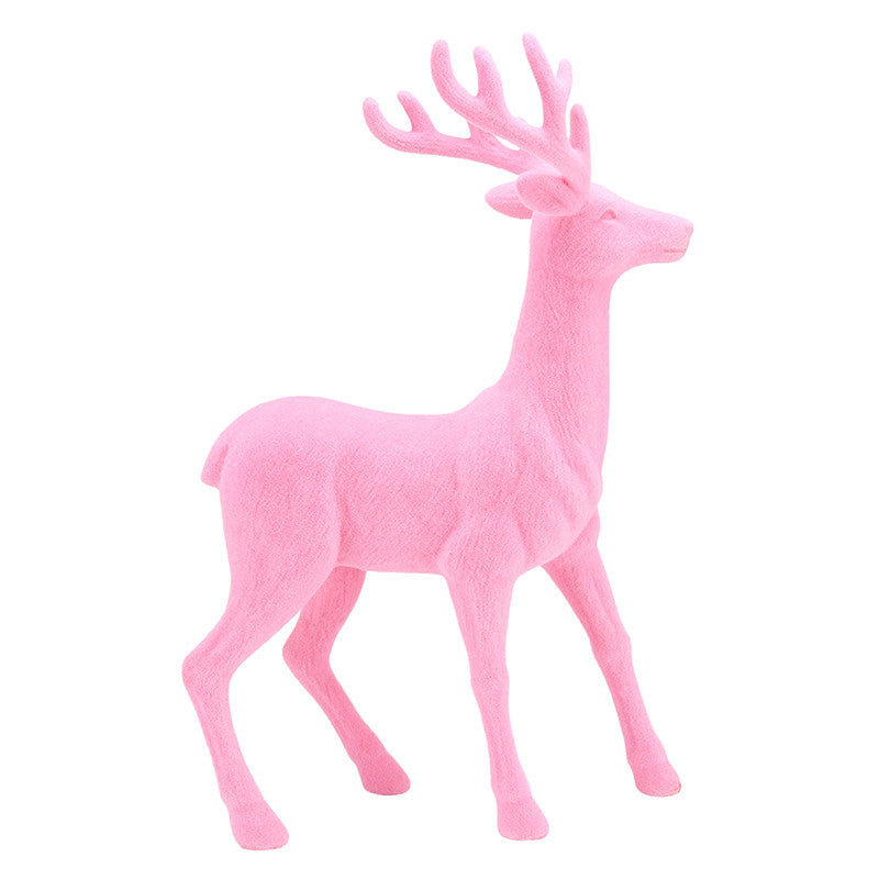 18" Pink Standing Flocked Deer