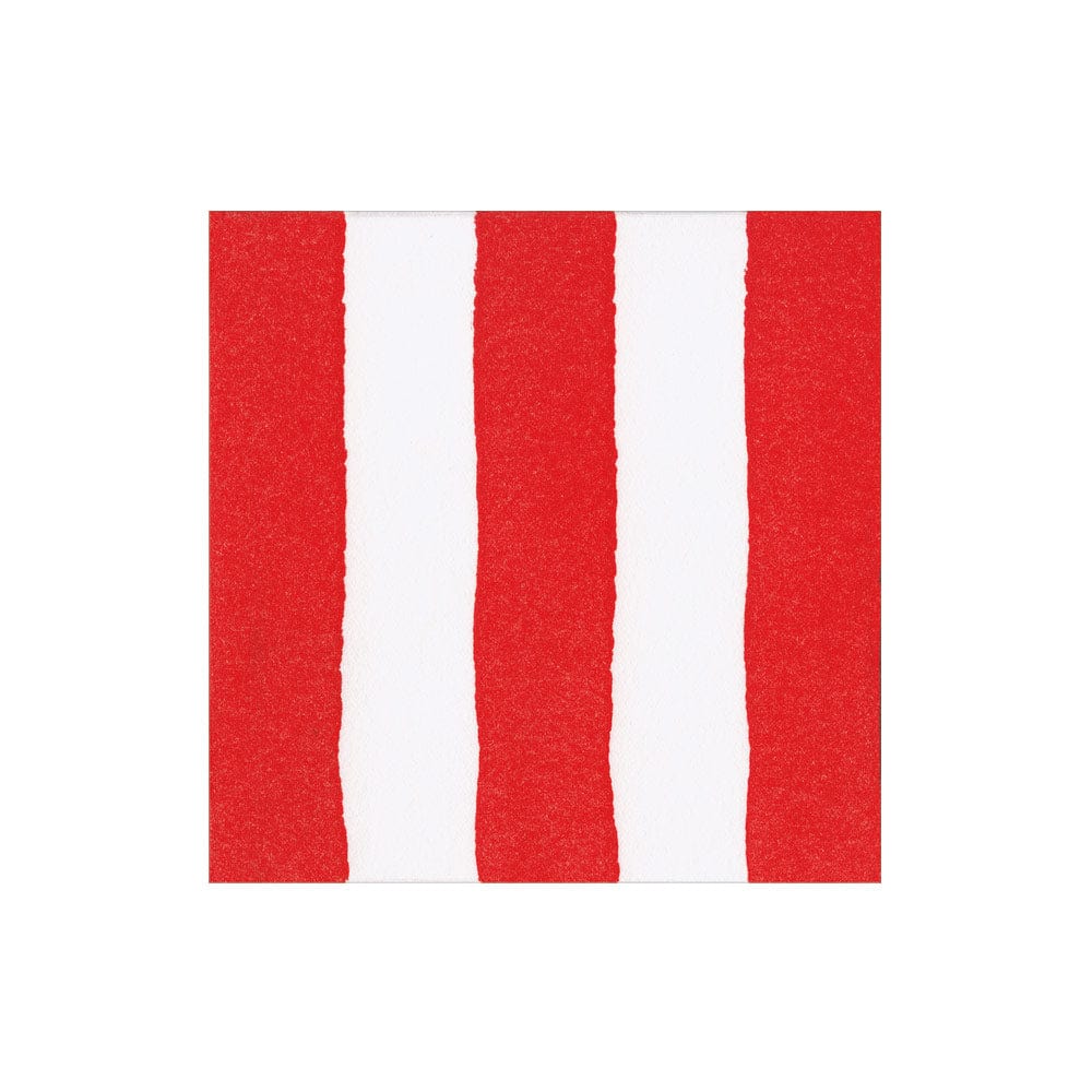 Red Cafe Stripe Linen Cocktail Napkin
