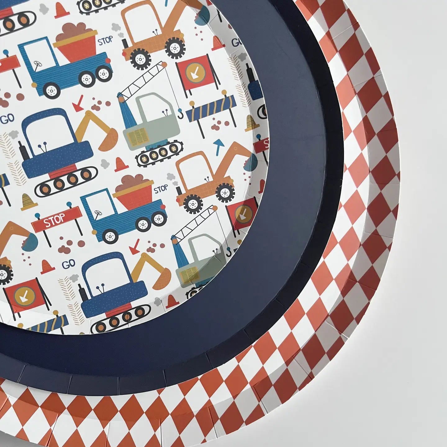 Orange Bavarian Check Dinner Plates