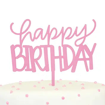 Pink Happy Birthday Cake Topper