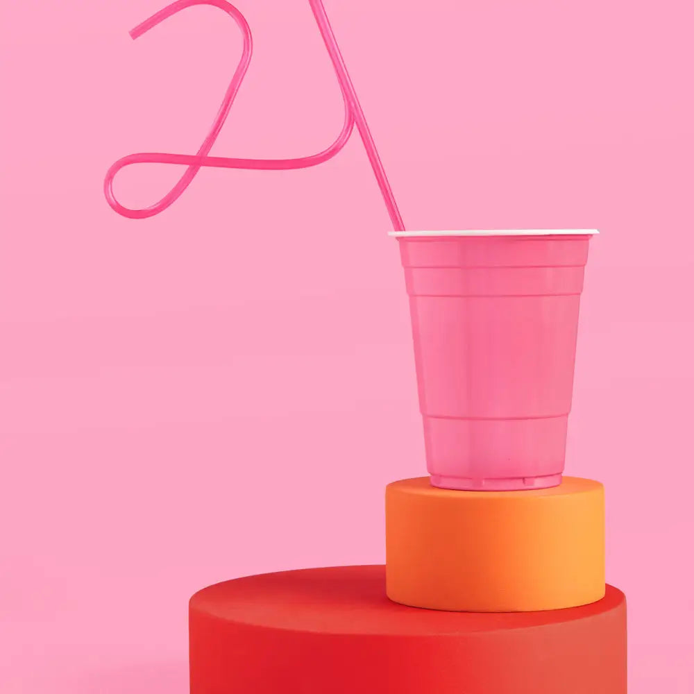 21st Pink Party Straw