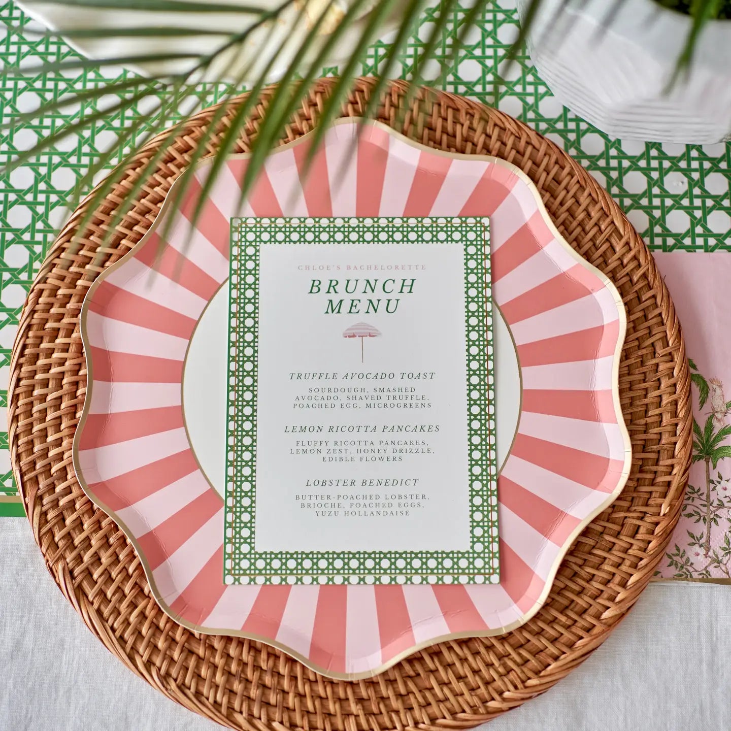 Palm Beach Pink & Green Large Paper Plates