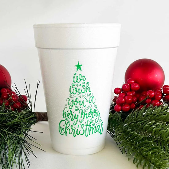Wish You A Merry Christmas Foam Cups
