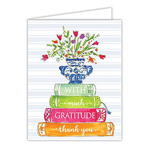 With Much Gratitude Stack of Books Card