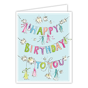 Handpainted Happy Birthday to You Tassel Banners Card