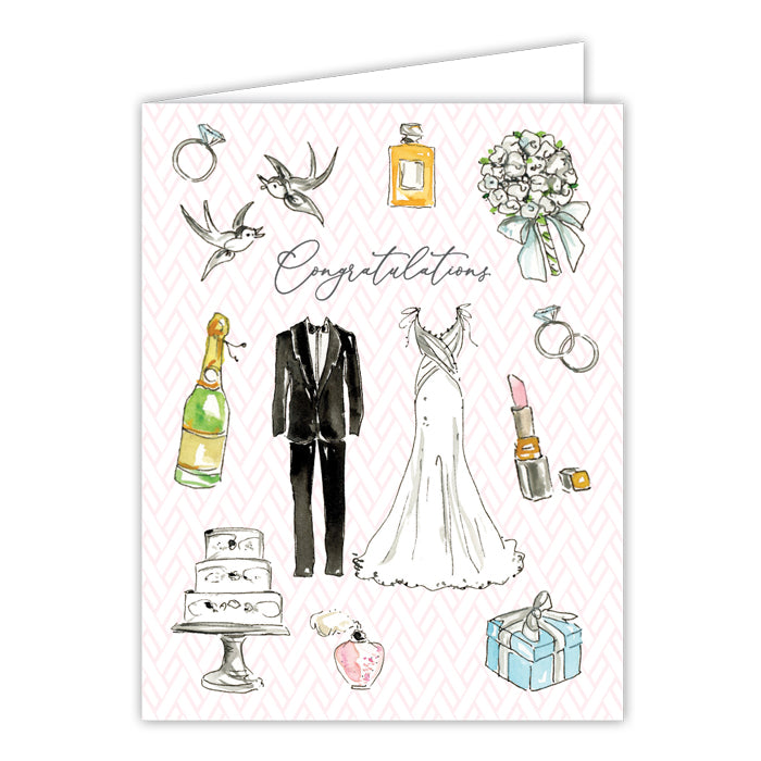 Congratulations Handpainted Wedding Icons Greeting Card Our Price