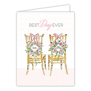 Best Day Ever Handpainted Mr and Mrs Chairs Greeting Card