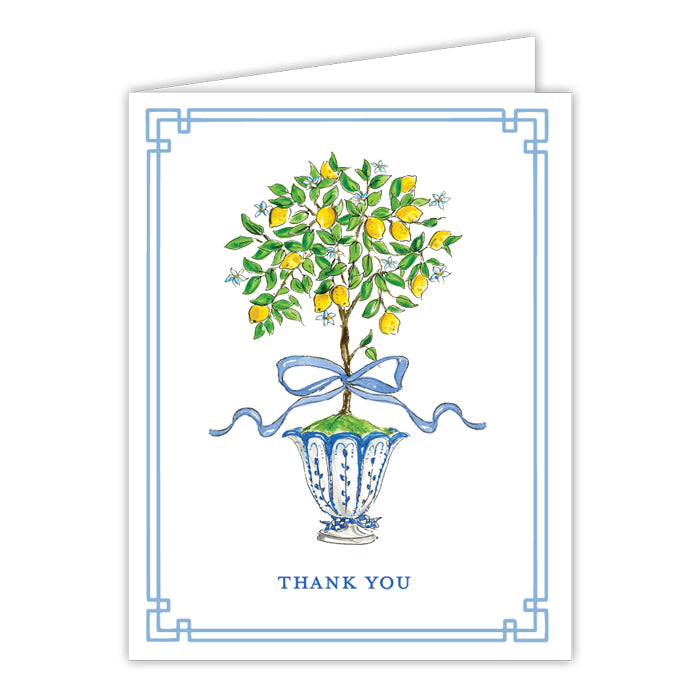 Thank You Handpainted Lemon Topiary in Chinoiserie Potdpa Greeting Card