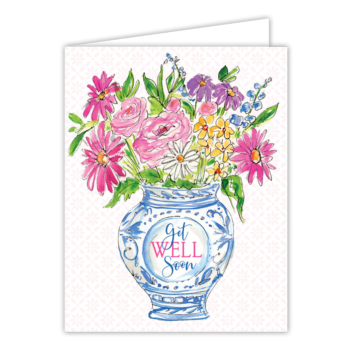 Get Well Soon Vase of Flowers Card