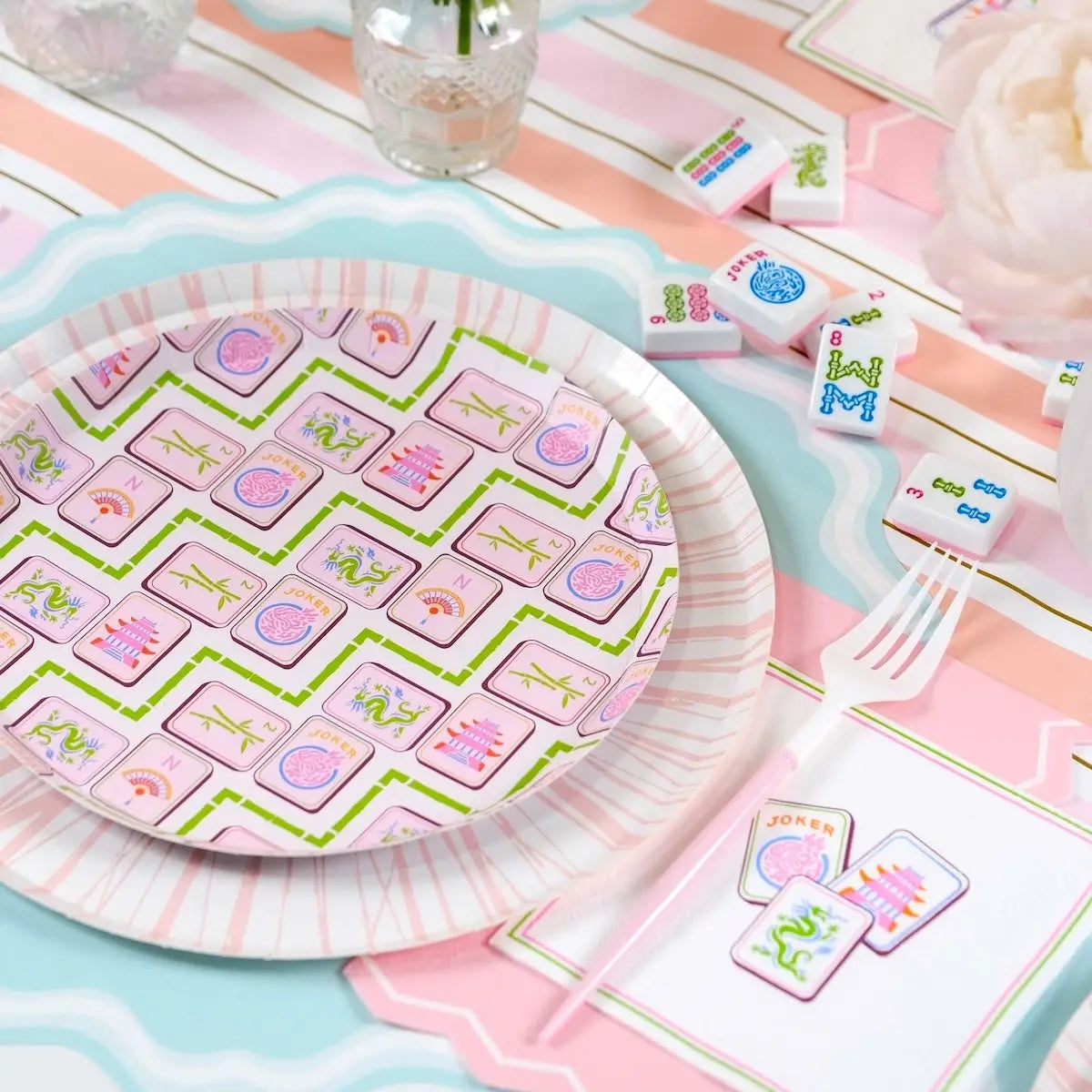 Pink Mahjong Dessert Plates
