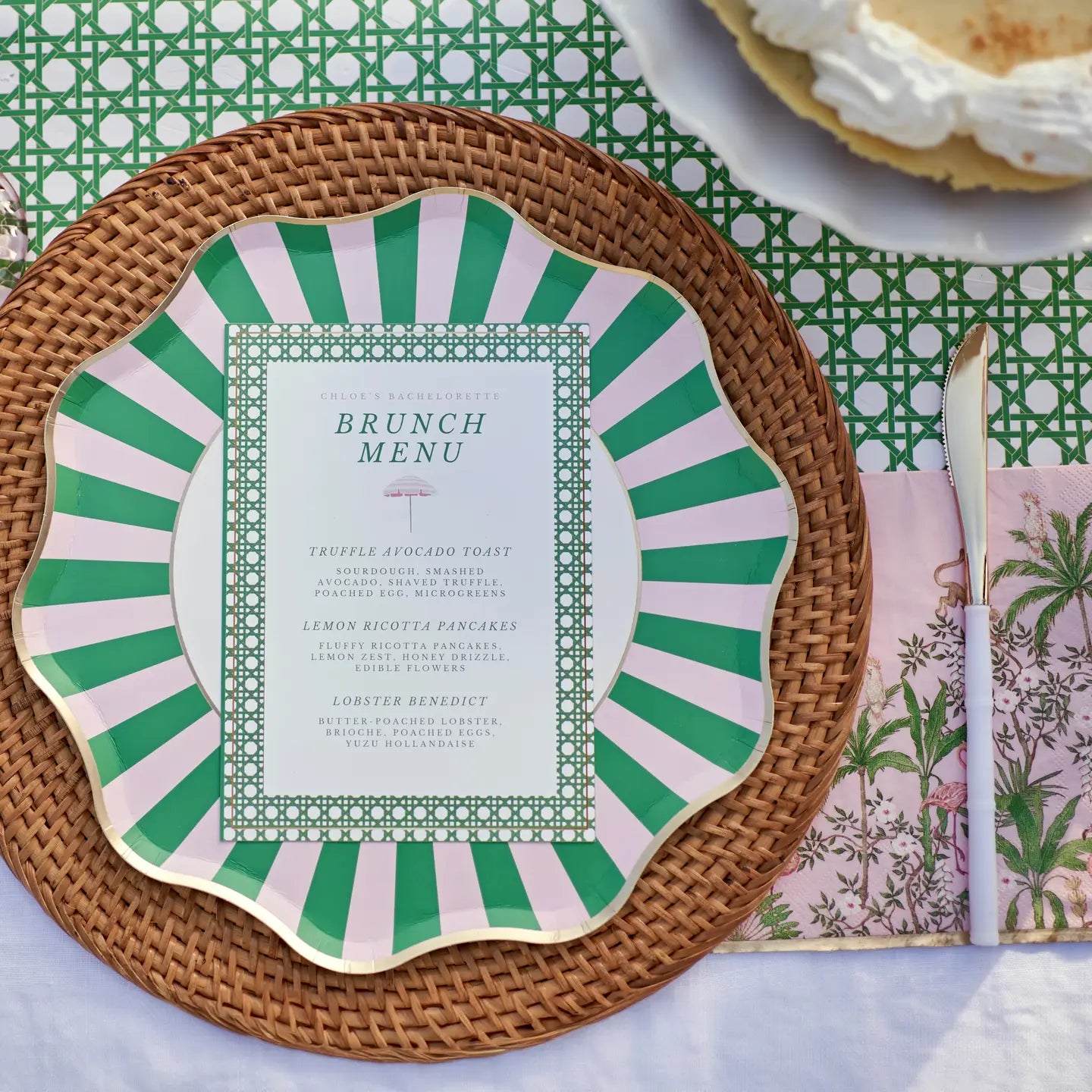 Palm Beach Pink & Green Large Paper Plates