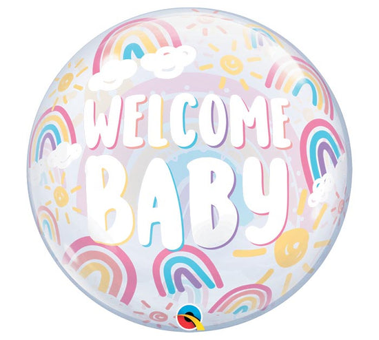 22" Boho Rainbows Welcome Baby Bubble Balloon