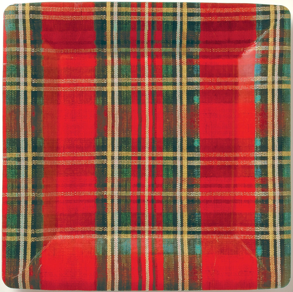 Red Check Square Dessert Plates