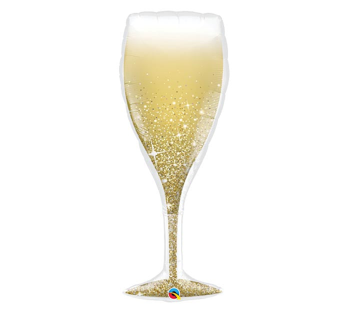 Load image into Gallery viewer, 39&amp;quot; Golden Bubbly Champagne Wine Glass Mylar Balloon
