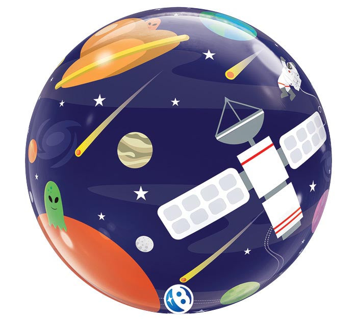22" HBD Outer Space Bubble Balloon