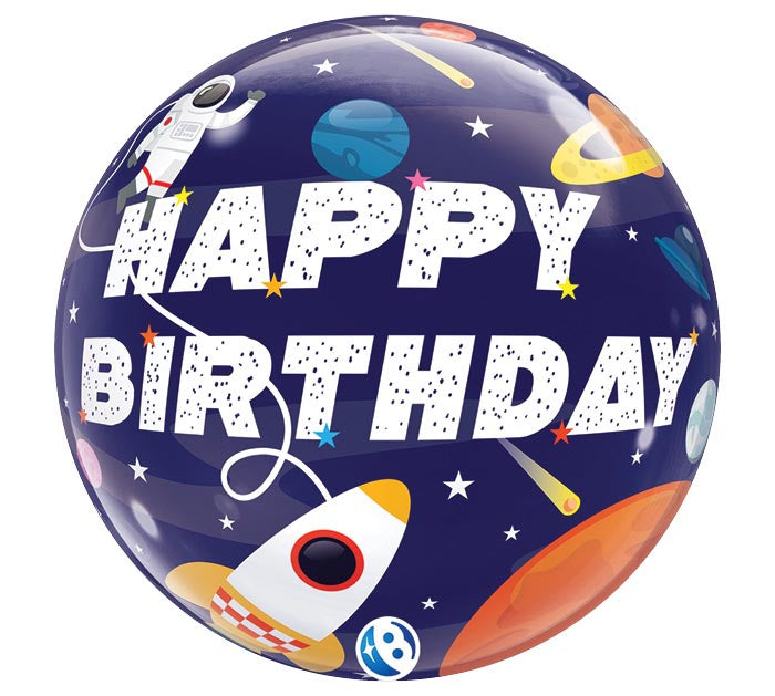 22" HBD Outer Space Bubble Balloon