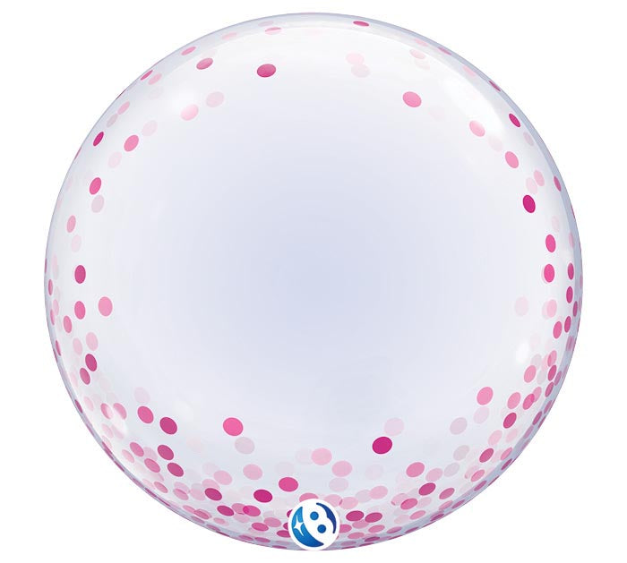 24" Pink Confetti Dots Bubble Balloon