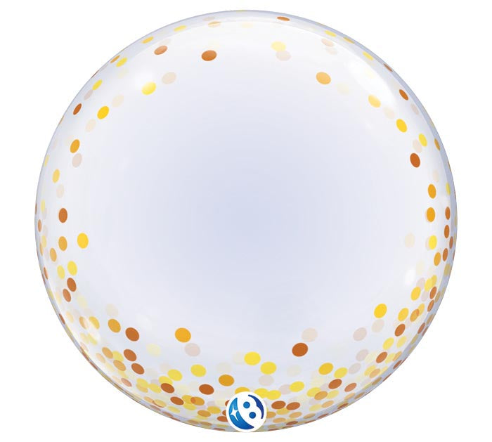 24" Gold Confetti Dots Bubble Balloon