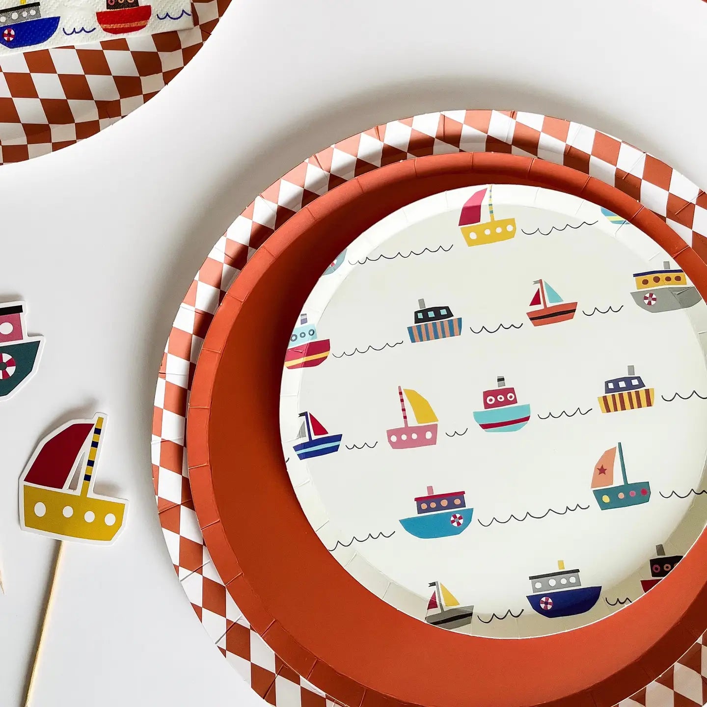 Orange Bavarian Check Dinner Plates