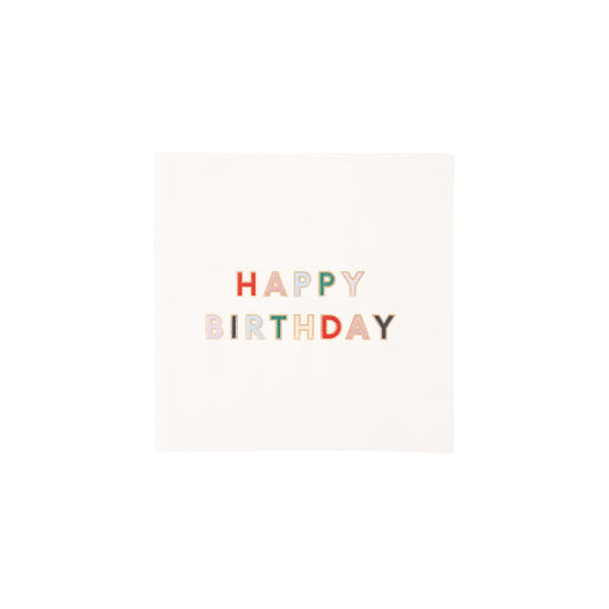 Blanc White Happy Birthday Cocktail Napkins