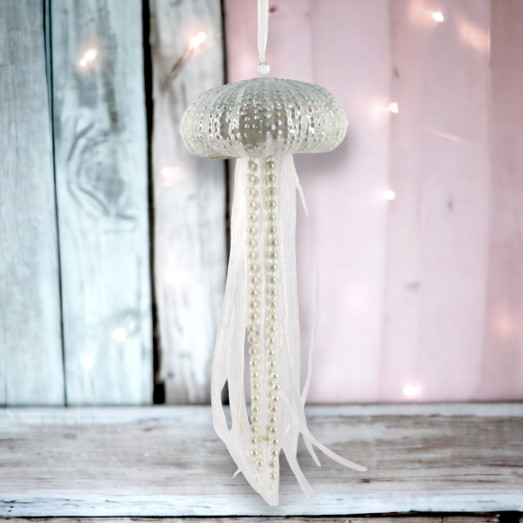 Load image into Gallery viewer, Blue Flat Jellyfish Ornament
